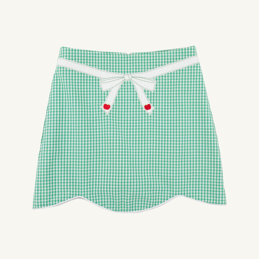 Beaufort Bonnet Perrin Scallop Skirt - Gibson Island Green Gingham & Apples