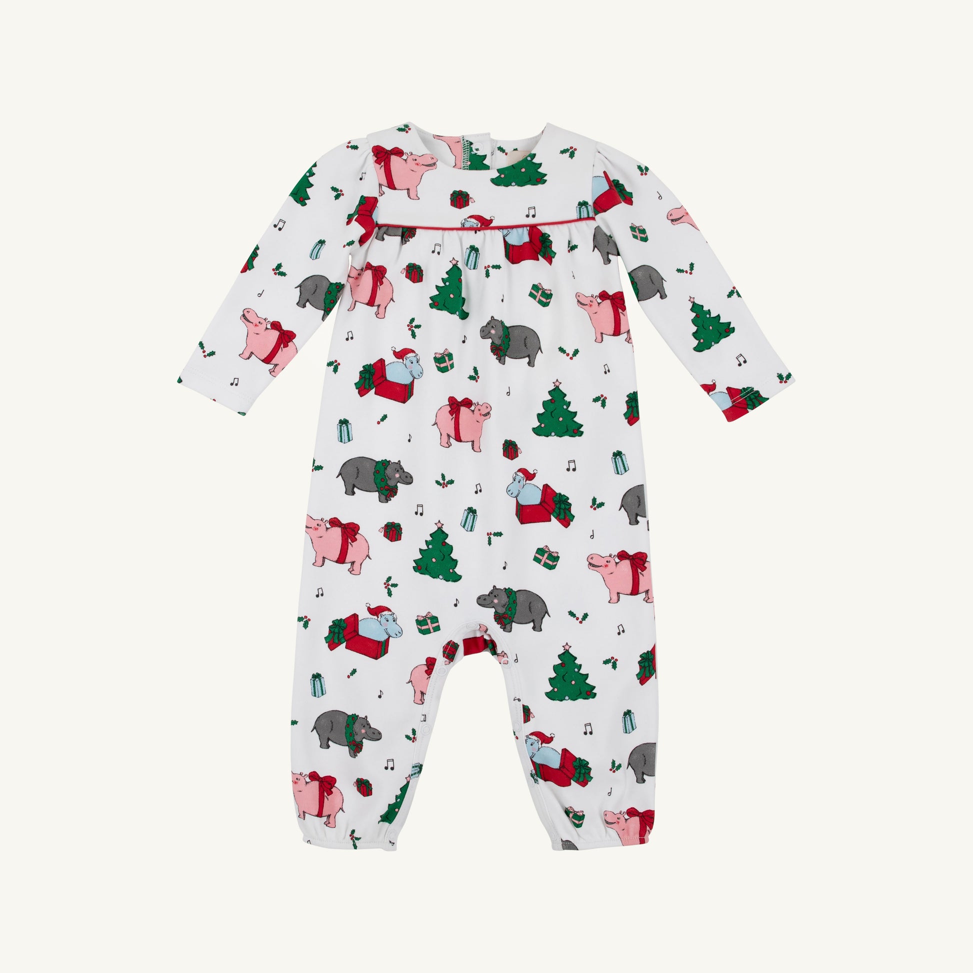 Beaufort Bonnet Long Sleeve Penny's Playsuit - I Want a Hippopotamus & Red