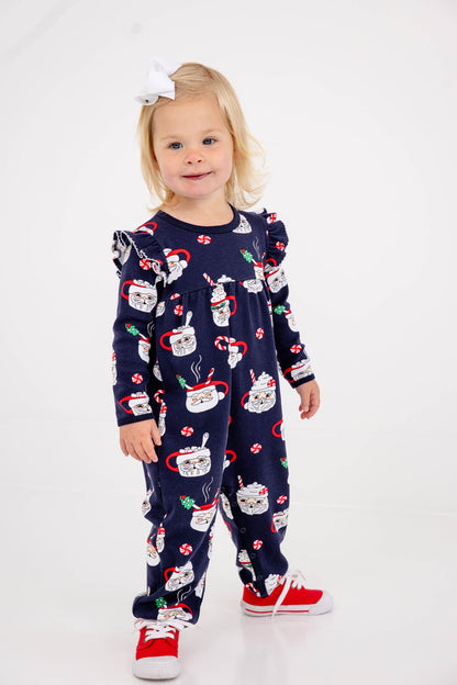 Beaufort Bonnet Leigh Ann Angel Sleeve Romper - Keeping Spirits Bright Navy