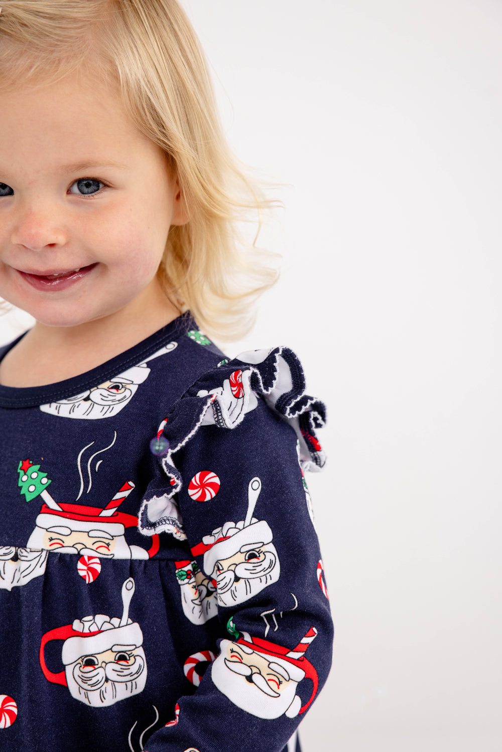 Beaufort Bonnet Leigh Ann Angel Sleeve Romper - Keeping Spirits Bright Navy