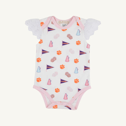 Beaufort Bonnet Clemson Wendy Onesie - Tiger Triumph & Palm Beach Pink
