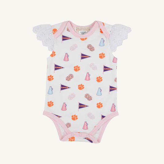Beaufort Bonnet Clemson Wendy Onesie - Tiger Triumph & Palm Beach Pink