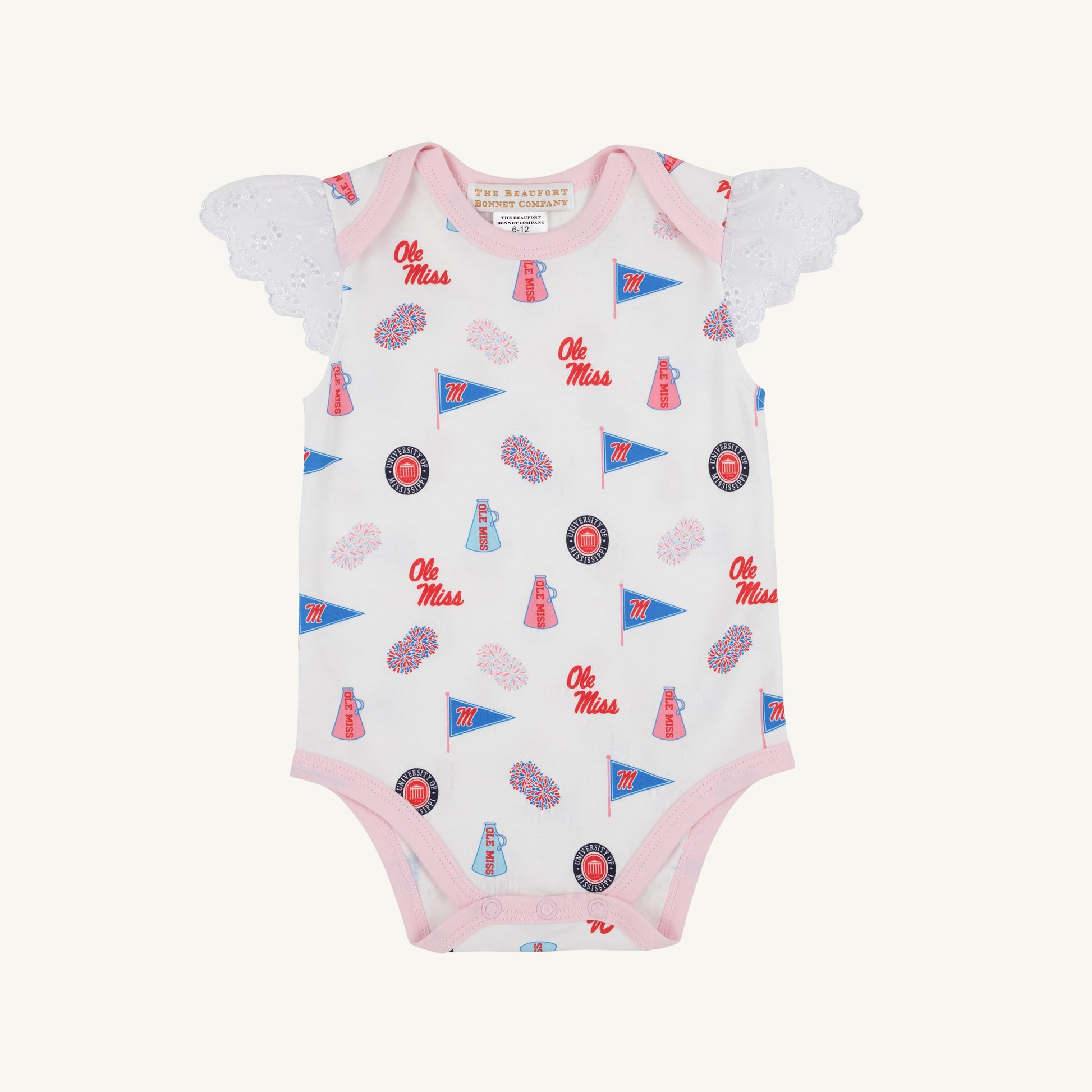 Beaufort Bonnet Ole Miss Wendy Onesie - Gawsh Almighty & Palm Beach Pink