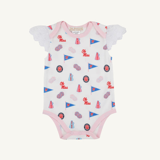 Beaufort Bonnet Ole Miss Wendy Onesie - Gawsh Almighty & Palm Beach Pink