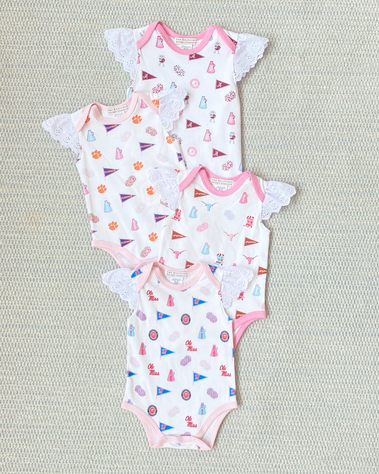 Beaufort Bonnet Ole Miss Wendy Onesie - Gawsh Almighty & Palm Beach Pink