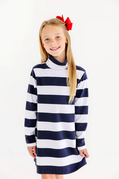 Beaufort Bonnet Prepletic™ Finley Funnel Dress - Nantucket Navy Rugby Stripe