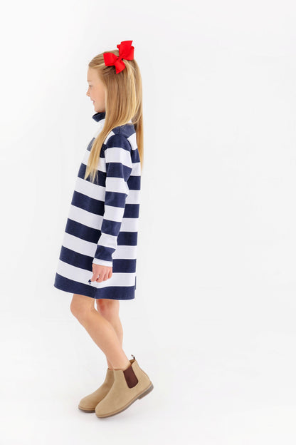 Beaufort Bonnet Prepletic™ Finley Funnel Dress - Nantucket Navy Rugby Stripe