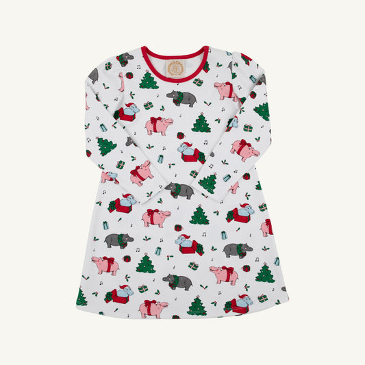 Beaufort Bonnet Long Sleeve Penny's Play Dress - I Want a Hippopotamus & Red