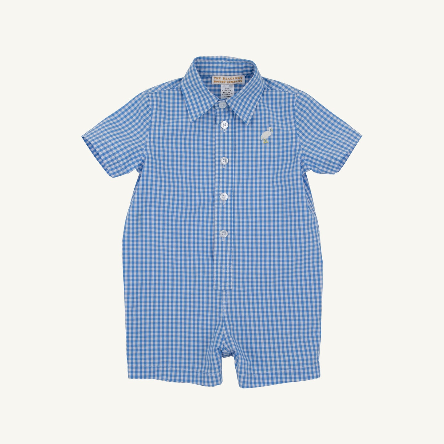 Beaufort Bonnet Sir Proper's Romper - Sunrise Blvd. Blue Mini Gingham