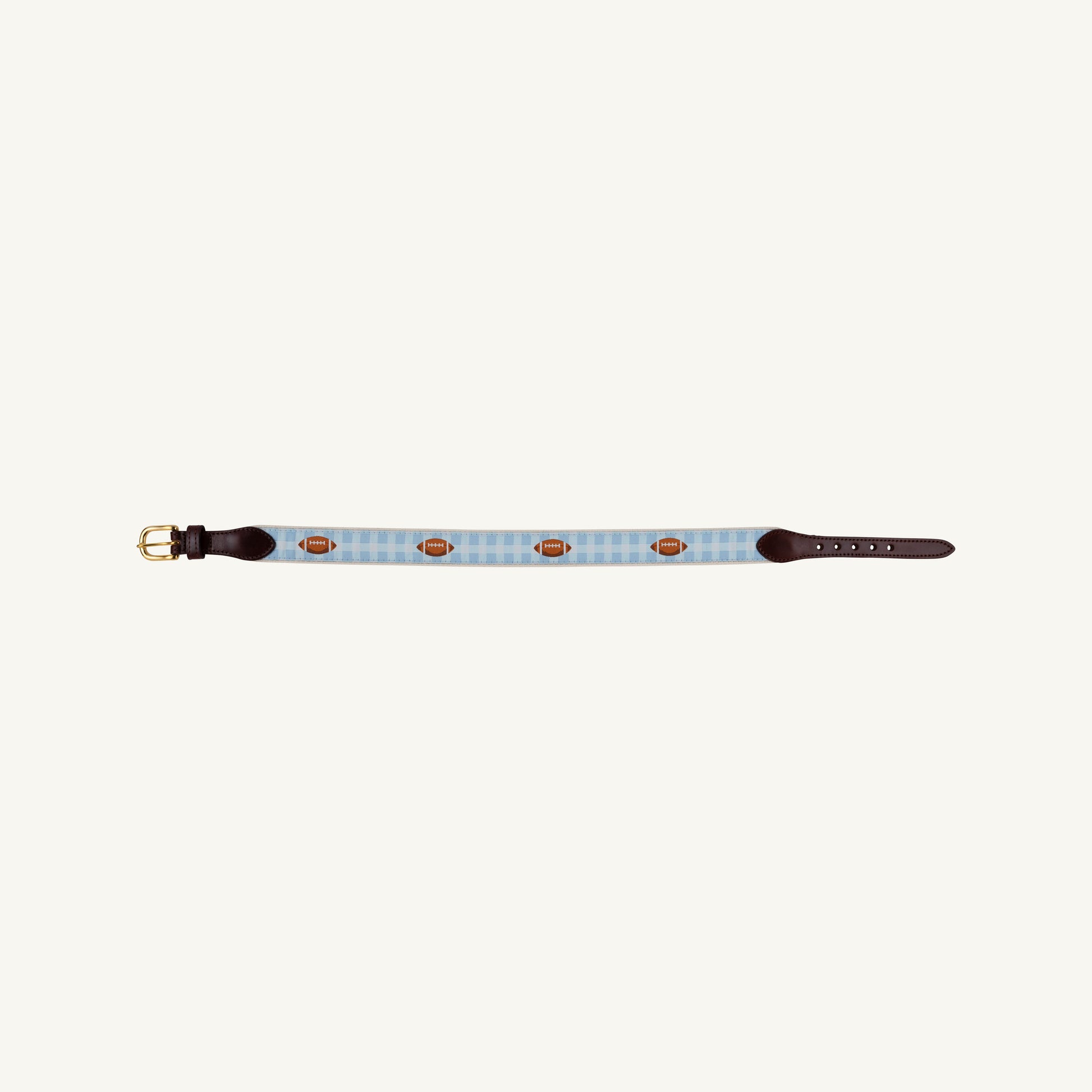 Beaufort Bonnet Bullock Belt - Beale Street Blue Gingham with Footballs