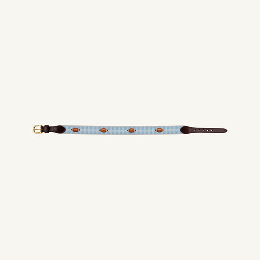 Beaufort Bonnet Bullock Belt - Beale Street Blue Gingham with Footballs