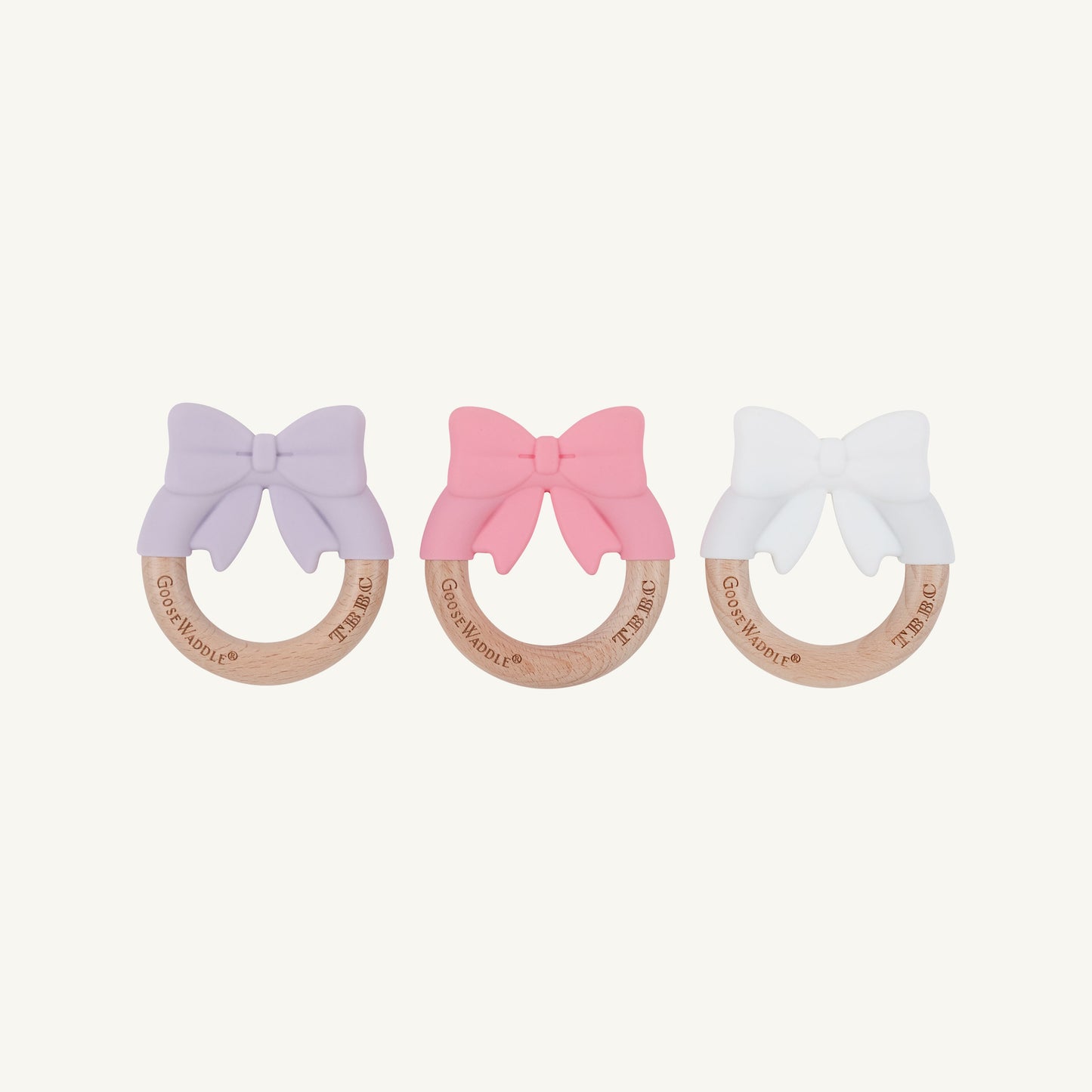 Beaufort Bonnet Bow Wooden & Silicone Teether (3-Pack) - Lauderdale Lavender