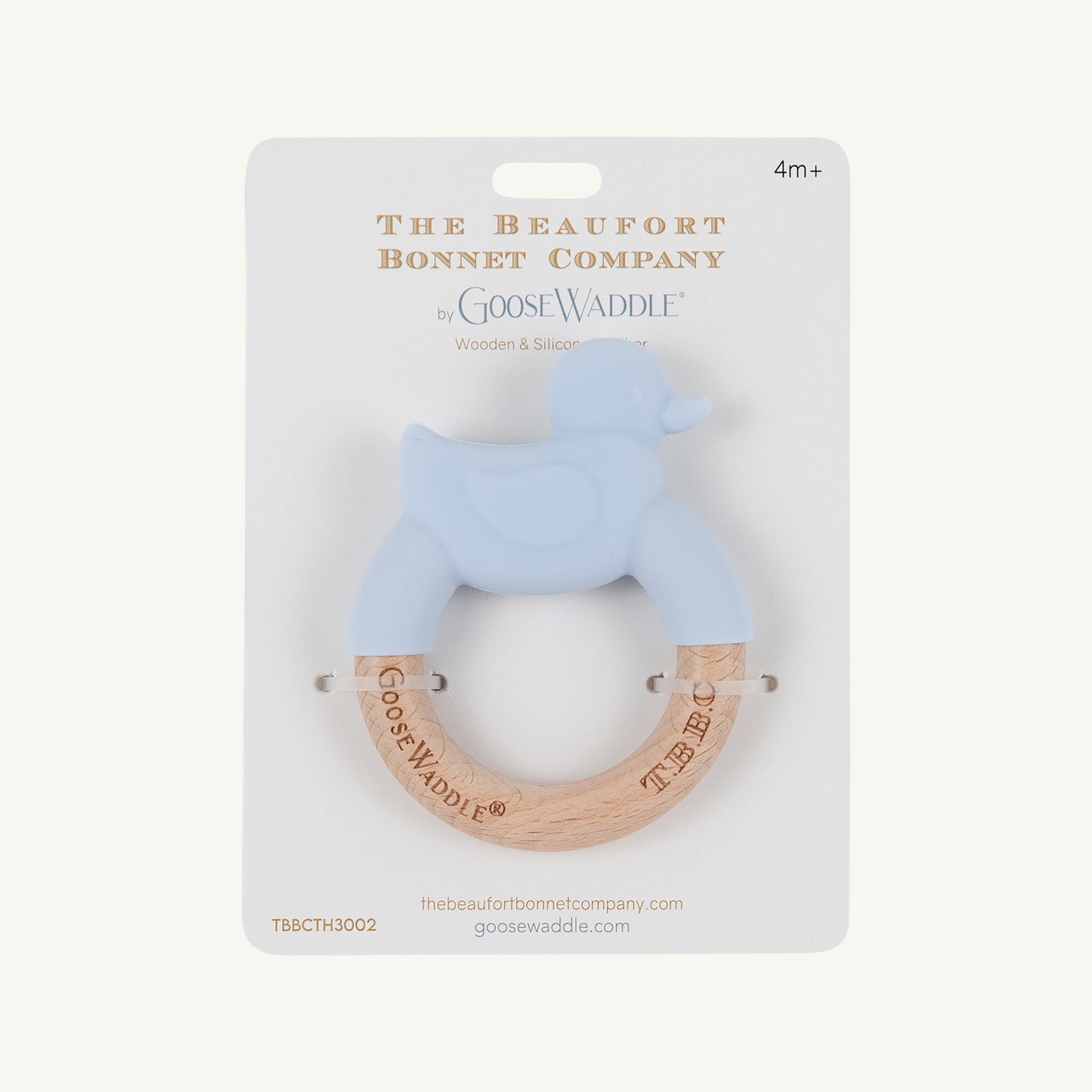 Beaufort Bonnet Duck Wooden & Silicone Teether - Buckhead Blue