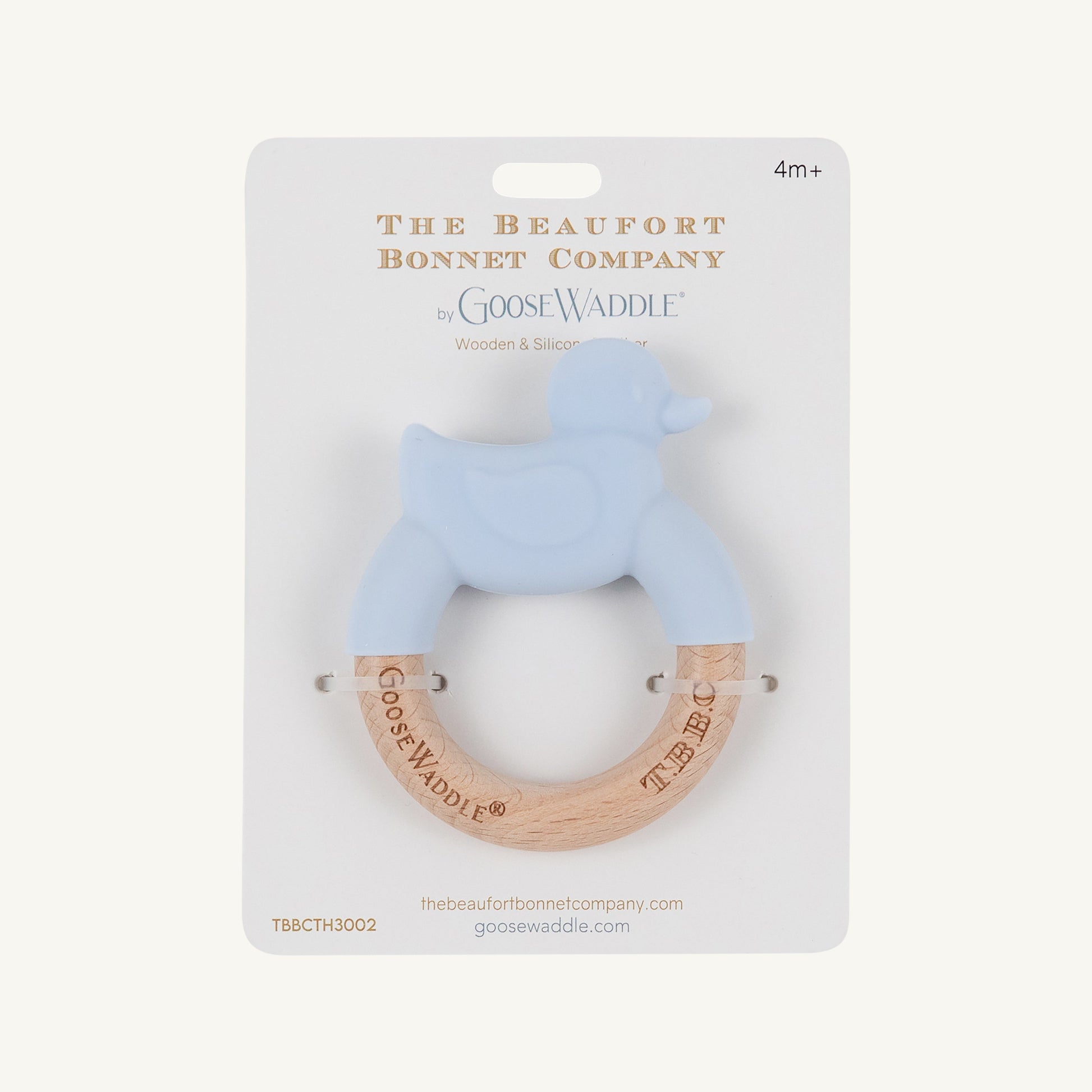 Beaufort Bonnet Duck Wooden & Silicone Teether - Buckhead Blue