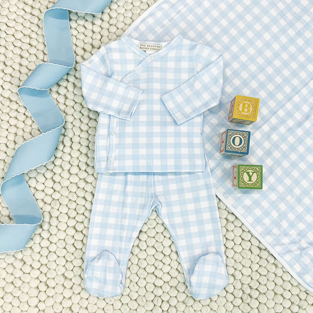 Beaufort Bonnet Baby Blanket - Buckhead Blue Gingham & Worth Avenue White