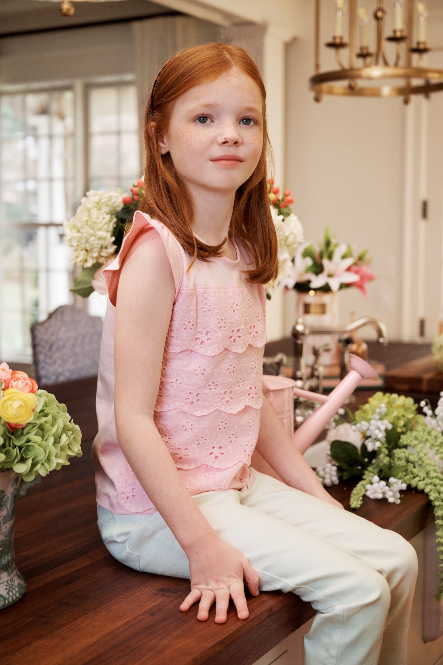 Beaufort Bonnet Ellie's Eyelet Top - Palm Beach Pink