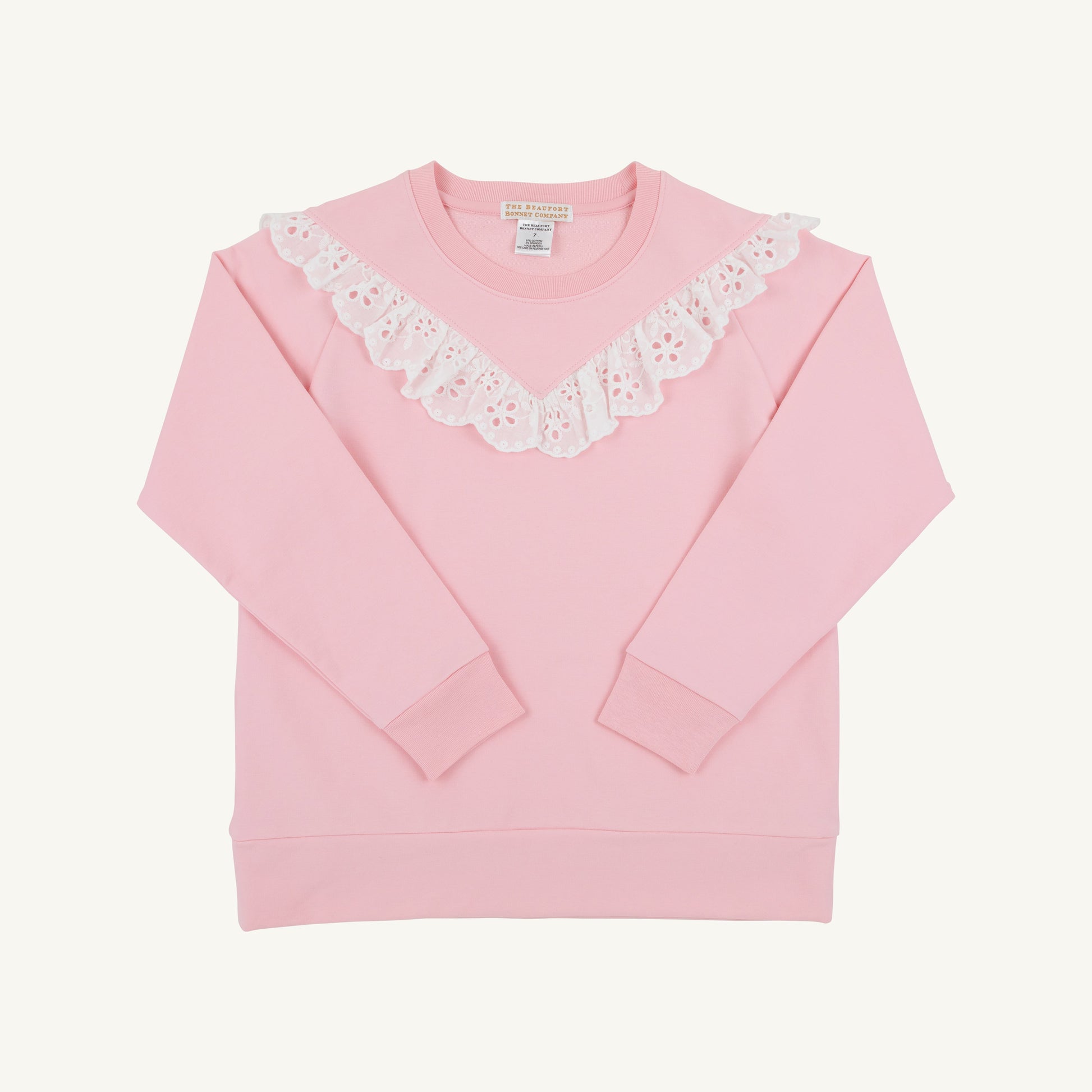 Beaufort Bonnet Cassidy Comfy Crewneck - Sandpearl Pink & Worth Avenue White