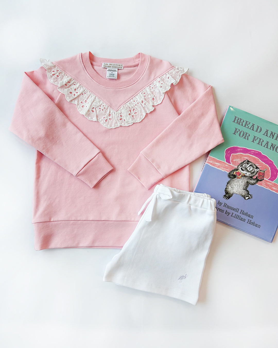 Beaufort Bonnet Cassidy Comfy Crewneck - Sandpearl Pink & Worth Avenue White