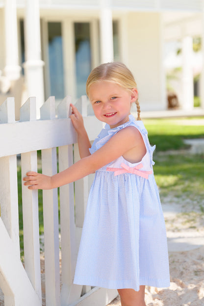 Beaufort Bonnet Pammy's Pinafore Dress - Breakers Blue Seersucker