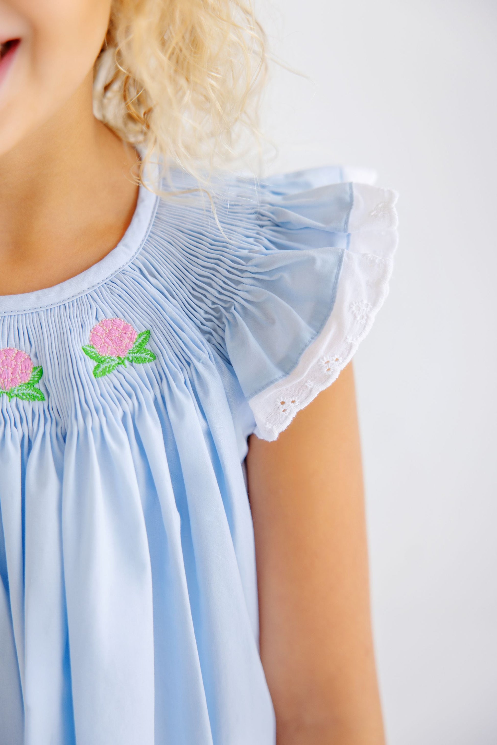 Beaufort Bonnet Angel Sleeve Sandy Smocked Dress - Buckhead Blue