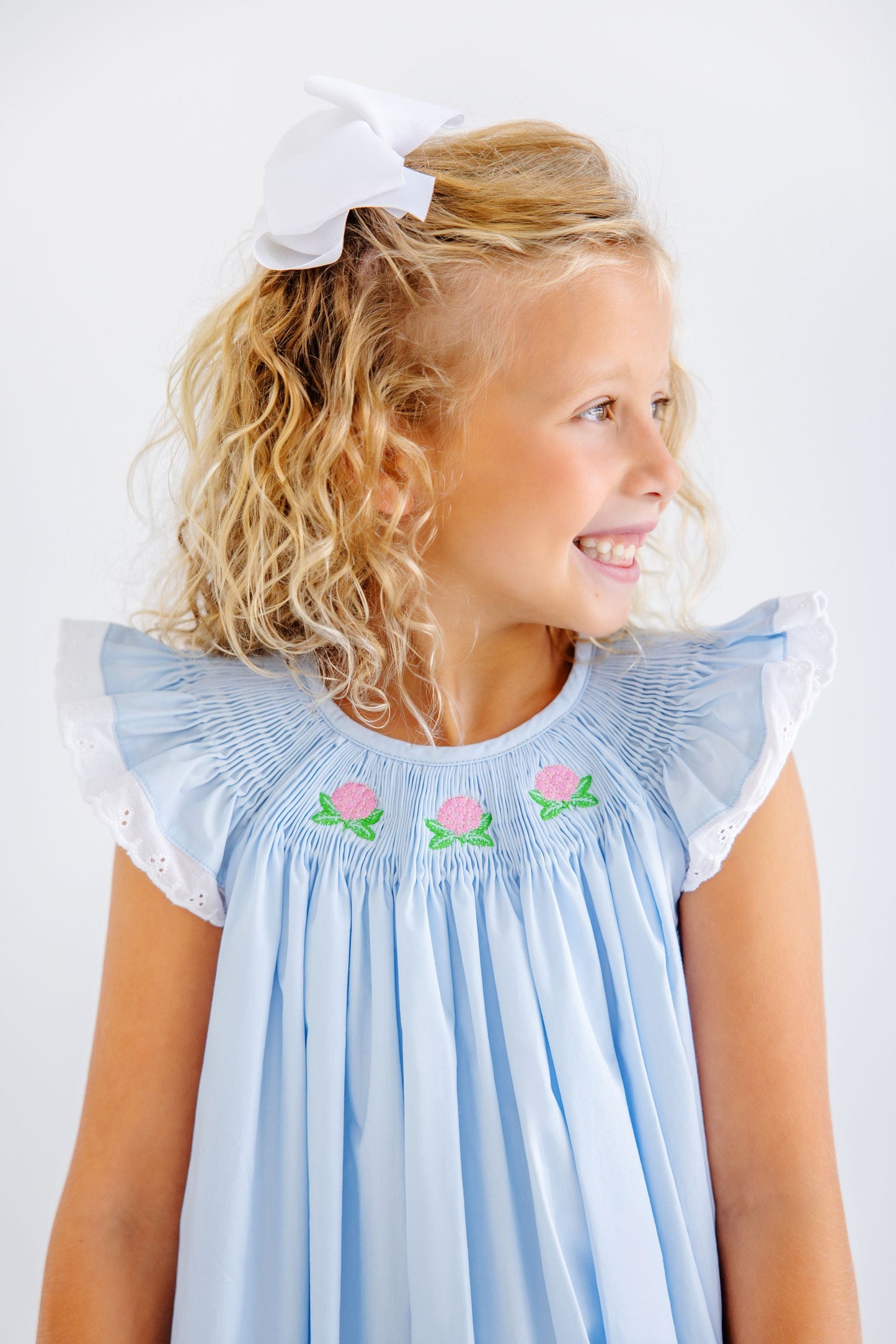 Beaufort Bonnet Angel Sleeve Sandy Smocked Dress - Buckhead Blue