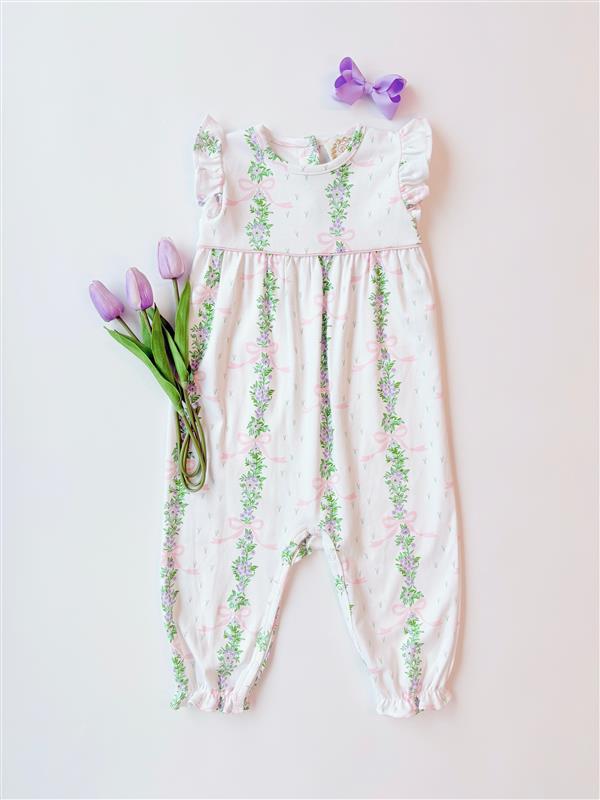 Beaufort Bonnet Sleeveless Leigh Ann Angel Sleeve Romper - Fincastle Floral