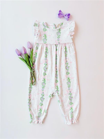 Beaufort Bonnet Sleeveless Leigh Ann Angel Sleeve Romper - Fincastle Floral