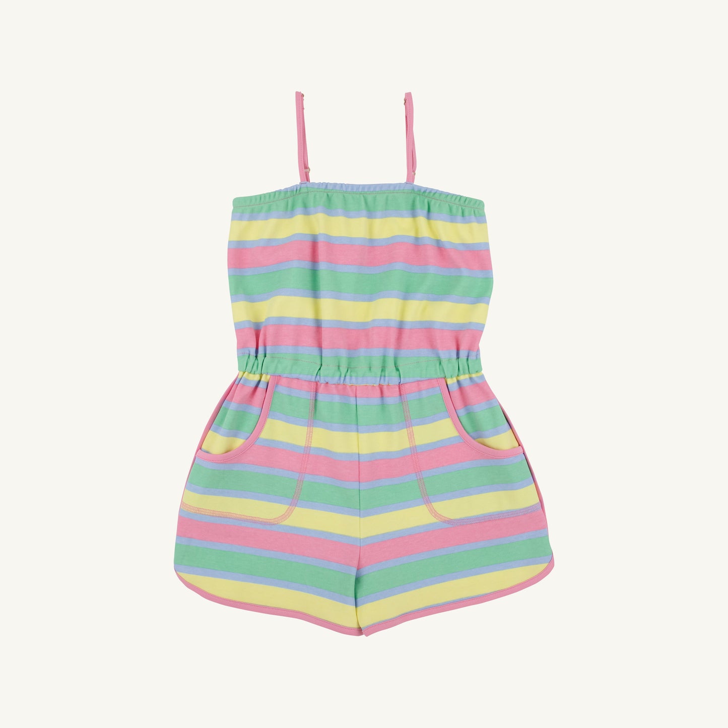 Beaufort Bonnet Townley T. Romper - Samford Stripe (Hamptons Hot Pink)