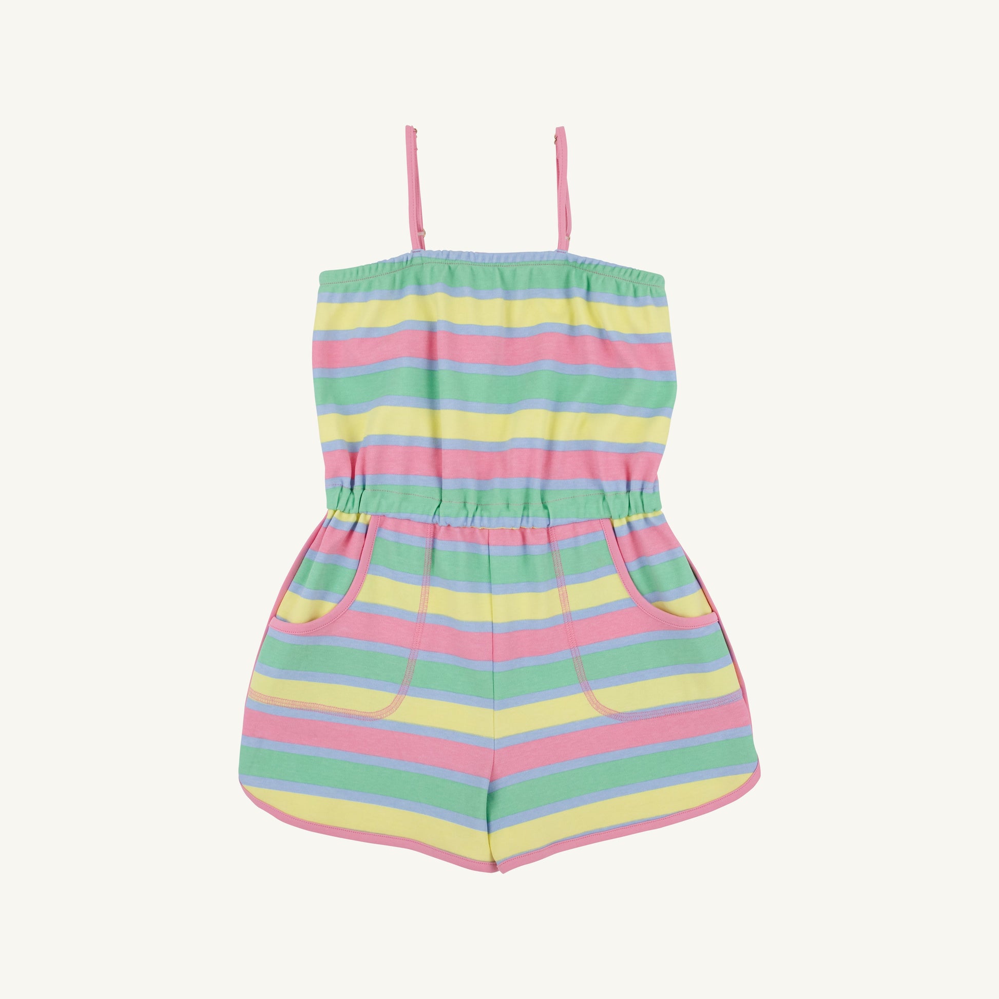 Beaufort Bonnet Townley T. Romper - Samford Stripe (Hamptons Hot Pink)
