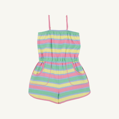Beaufort Bonnet Townley T. Romper - Samford Stripe (Hamptons Hot Pink)
