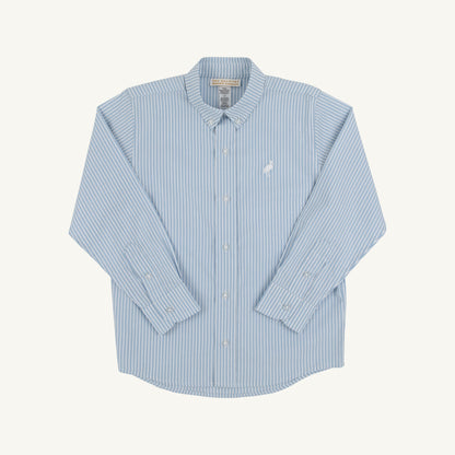 Beaufort Bonnet Dean's List Dress Shirt - Barrington Blue Tally Ticking Stri