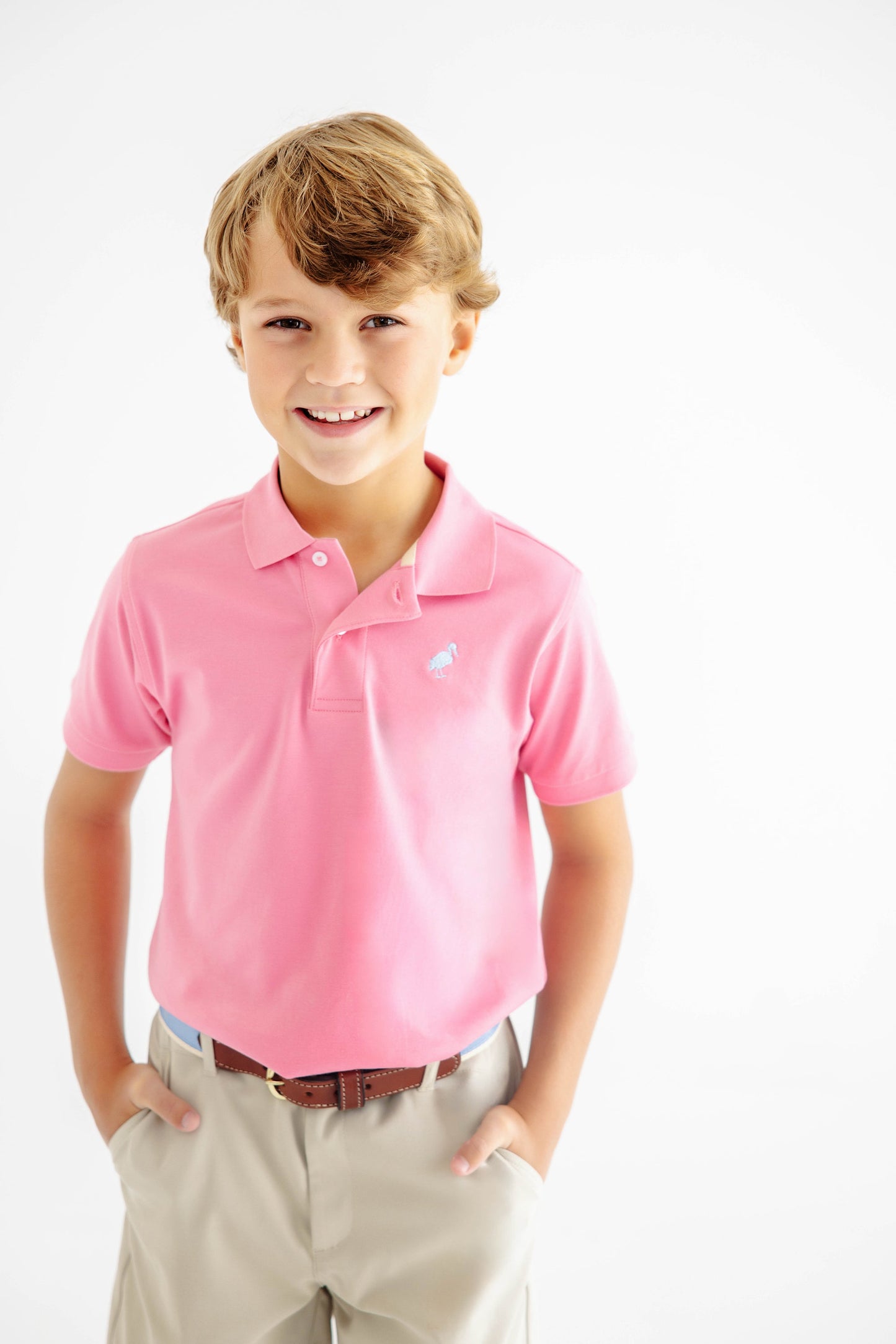 Beaufort Bonnet Prim & Proper Polo - Hamptons Hot Pink with Buckhead Blue Stork