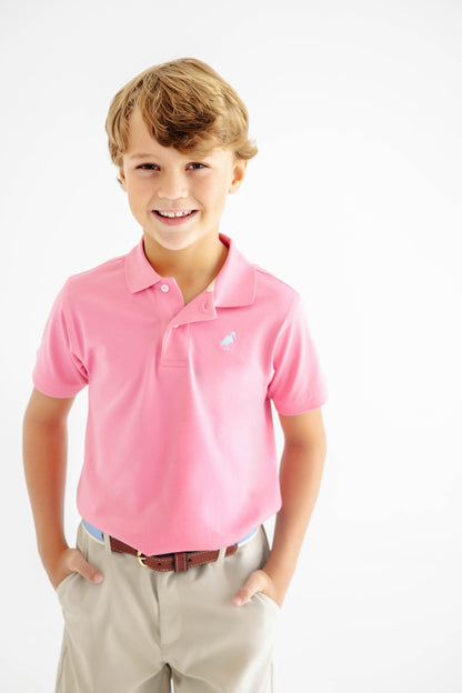 Beaufort Bonnet Prim & Proper Polo - Hamptons Hot Pink with Buckhead Blue Stork