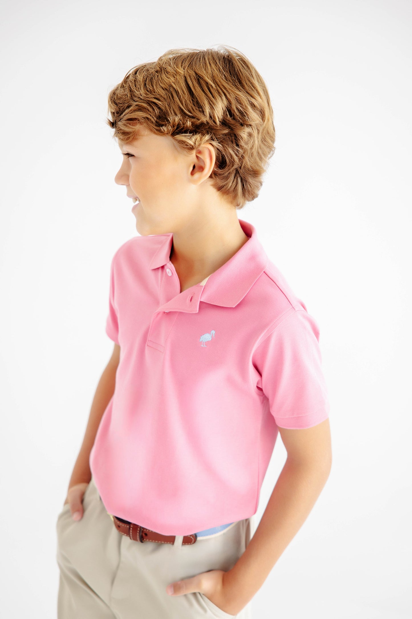 Beaufort Bonnet Prim & Proper Polo - Hamptons Hot Pink with Buckhead Blue Stork