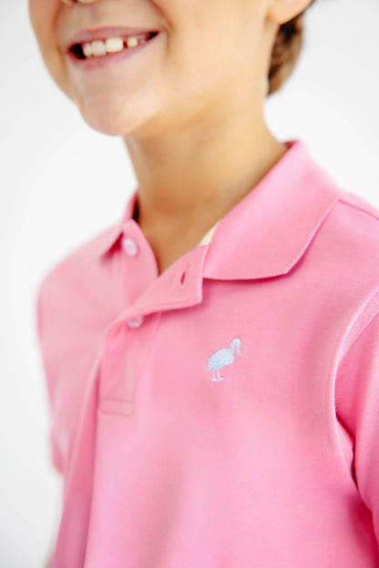 Beaufort Bonnet Prim & Proper Polo - Hamptons Hot Pink with Buckhead Blue Stork