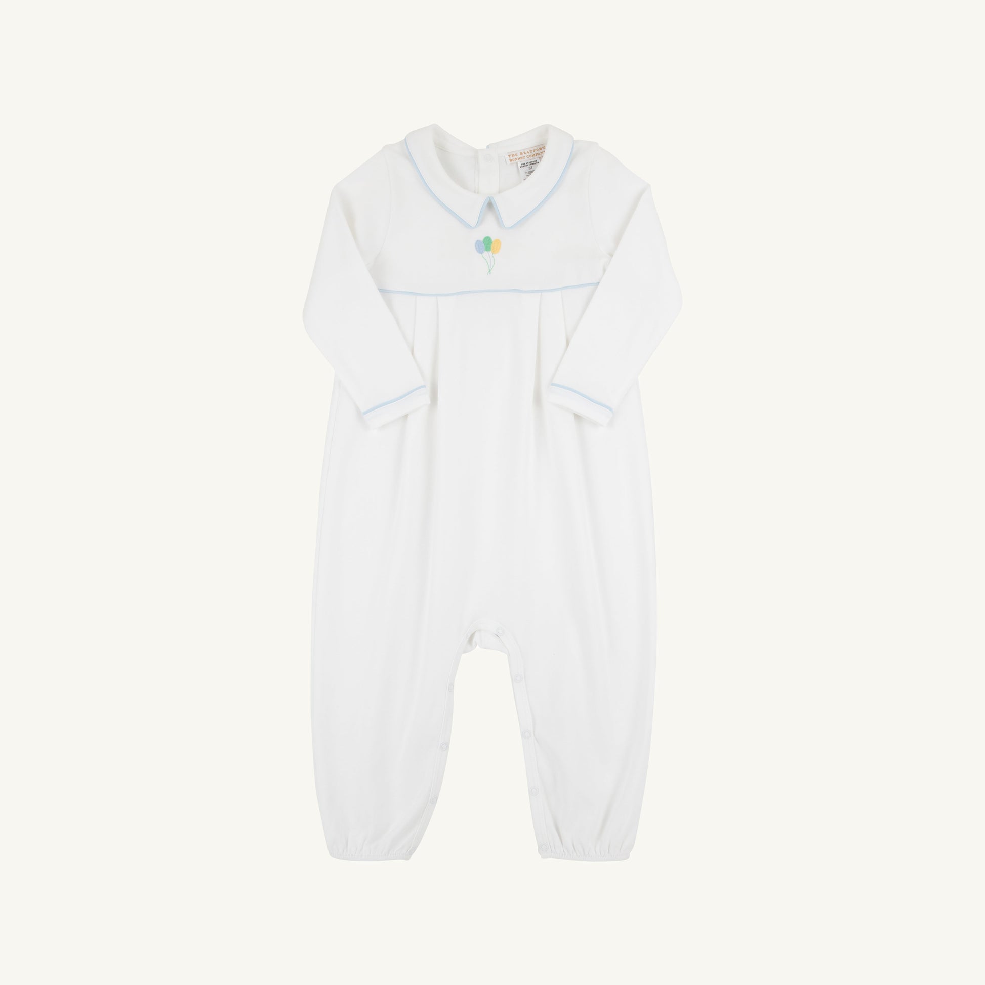 Beaufort Bonnet Long Sleeve Bradford Romper - Worth Avenue White and Buckhea