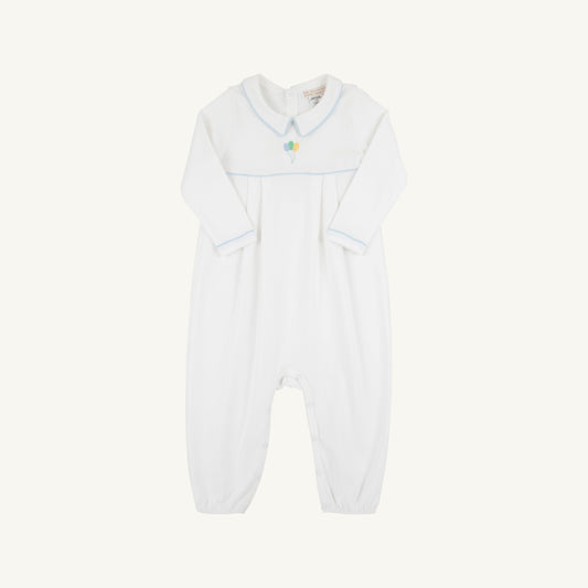 Beaufort Bonnet Long Sleeve Bradford Romper - Worth Avenue White and Buckhea