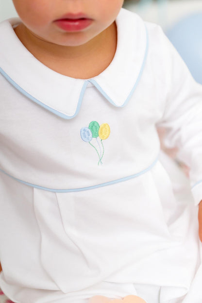 Beaufort Bonnet Long Sleeve Bradford Romper - Worth Avenue White and Buckhea
