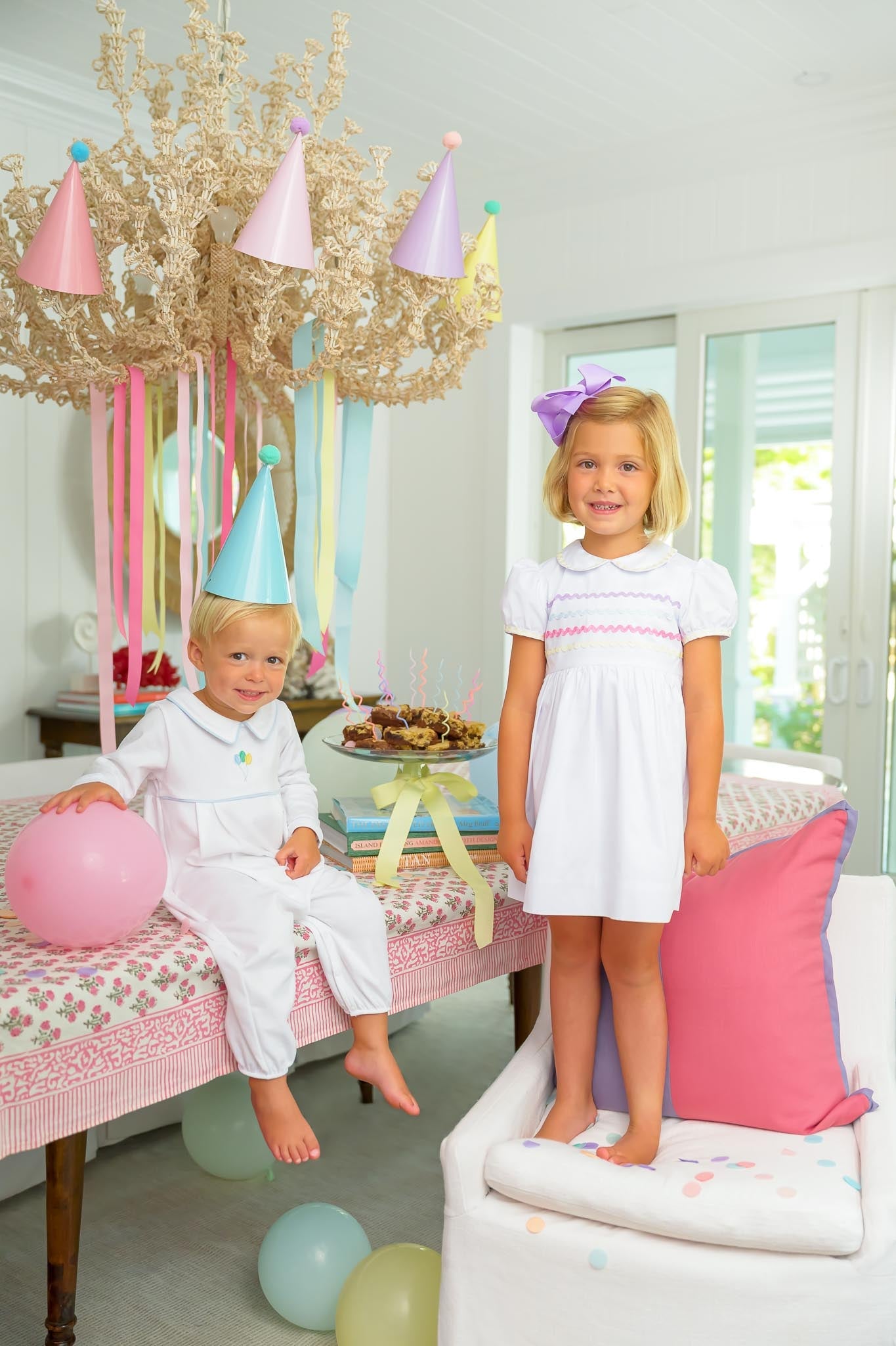 Beaufort Bonnet Long Sleeve Bradford Romper - Worth Avenue White and Buckhea