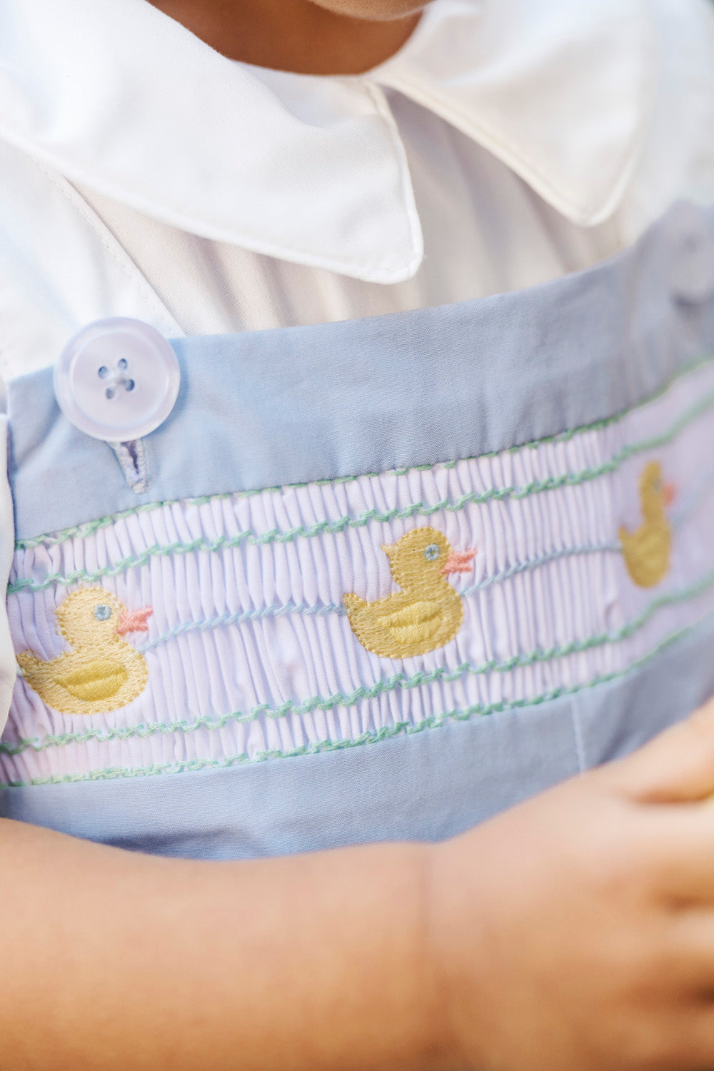 Beaufort Bonnet Teddy's Longall - Beale Street Blue & Duck Smocking