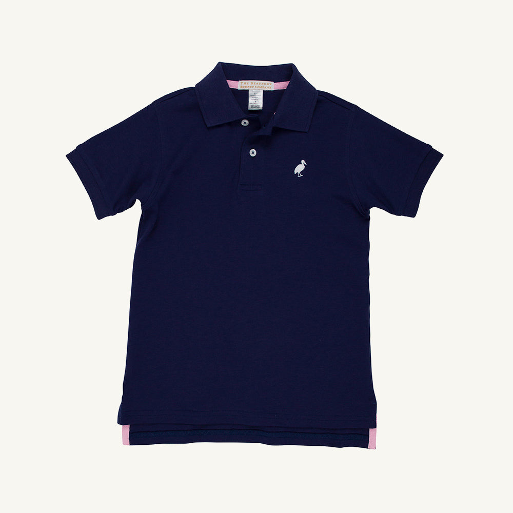 Beaufort Bonnet Prim & Proper Polo & Onesie - Nantucket Navy with Worth Avenue White S