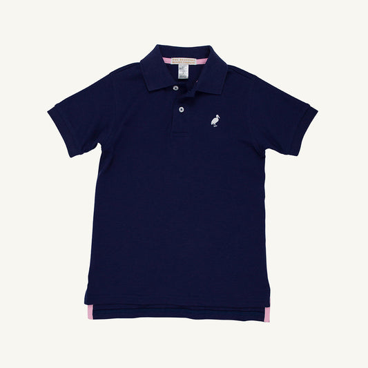 Beaufort Bonnet Prim & Proper Polo & Onesie - Nantucket Navy with Worth Avenue White S