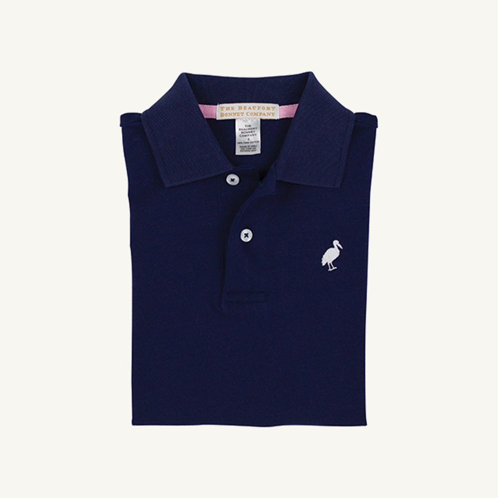 Beaufort Bonnet Prim & Proper Polo & Onesie - Nantucket Navy with Worth Avenue White S