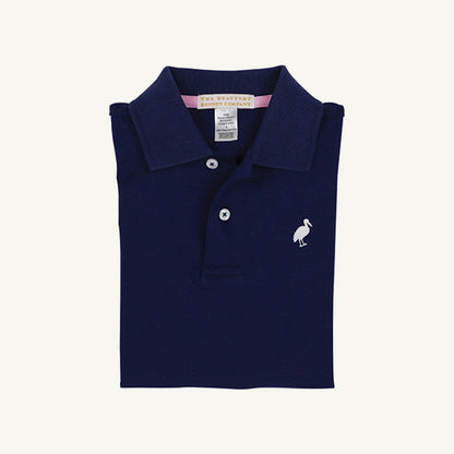 Beaufort Bonnet Prim & Proper Polo & Onesie - Nantucket Navy with Worth Avenue White S