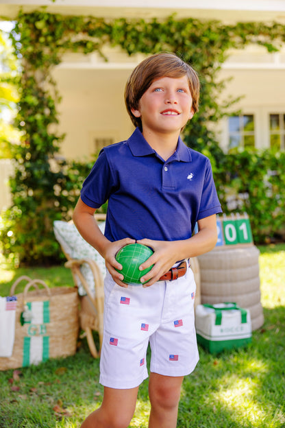 Beaufort Bonnet Prim & Proper Polo & Onesie - Nantucket Navy with Worth Avenue White S
