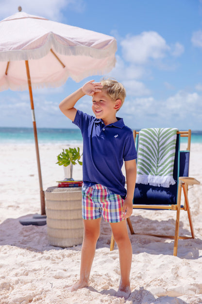 Beaufort Bonnet Prim & Proper Polo & Onesie - Nantucket Navy with Worth Avenue White S