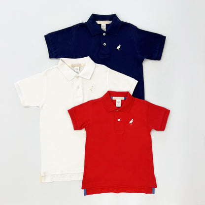 Beaufort Bonnet Prim & Proper Polo & Onesie - Nantucket Navy with Worth Avenue White S