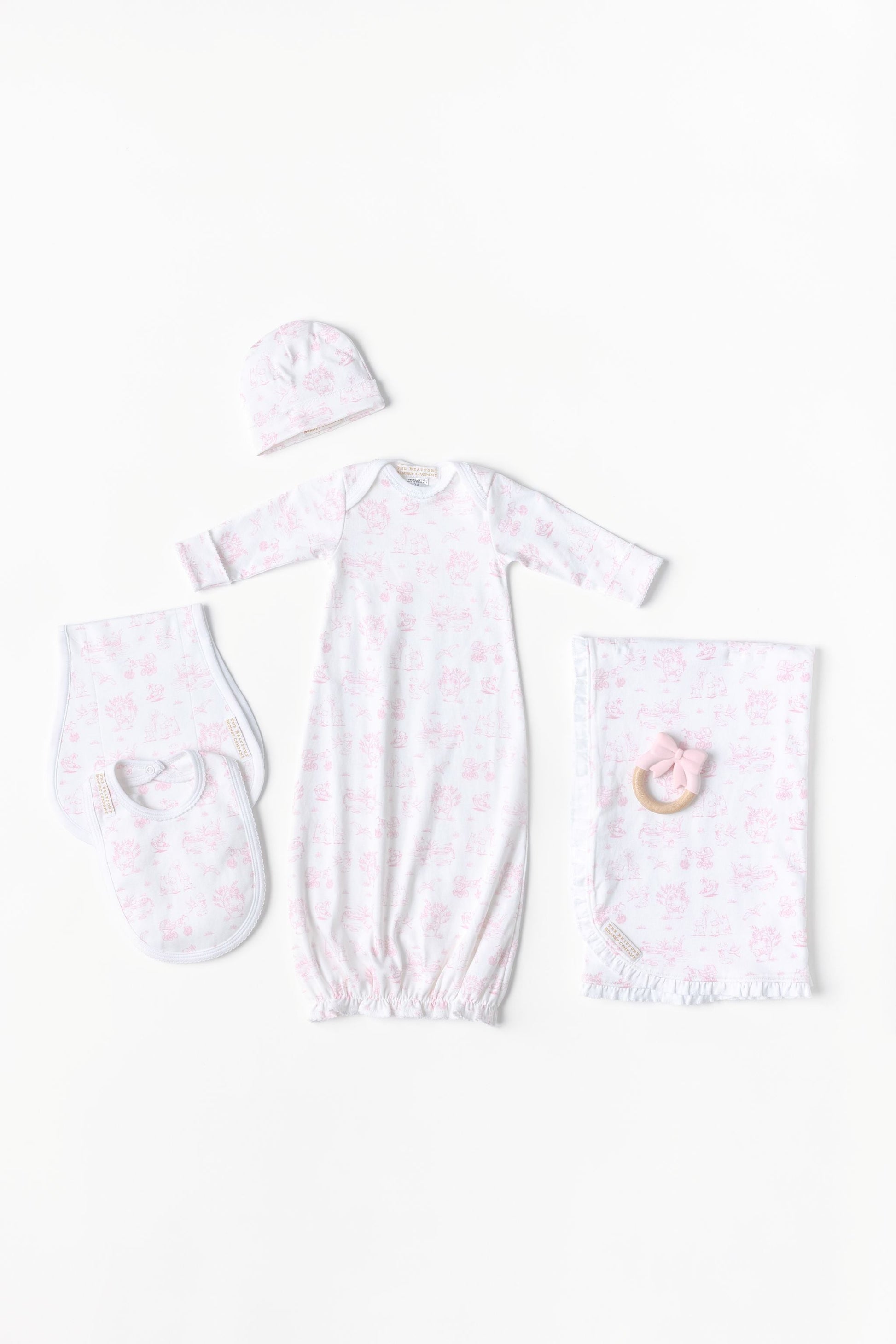 Beaufort Bonnet Bib - Sir Proper's Sweet Arrival (Hamptons Hot Pink)