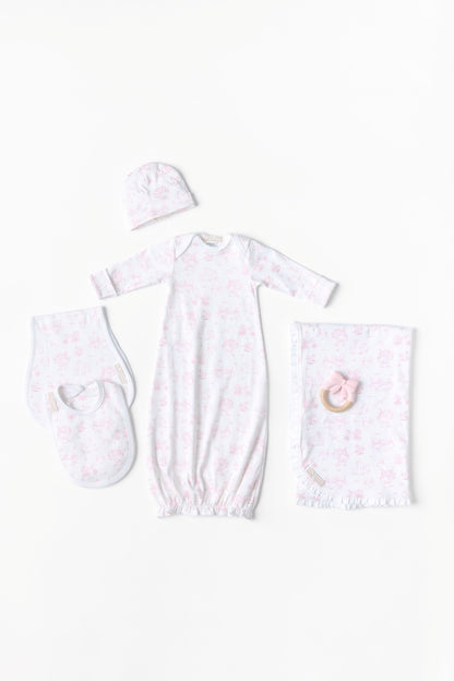 Beaufort Bonnet Bib - Sir Proper's Sweet Arrival (Hamptons Hot Pink)