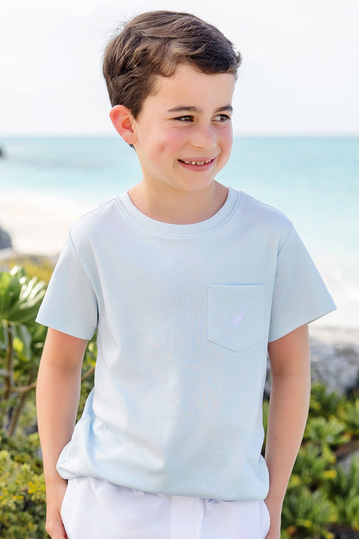 Beaufort Bonnet Carter Crewneck - Buckhead Blue with Worth Avenue White Stork